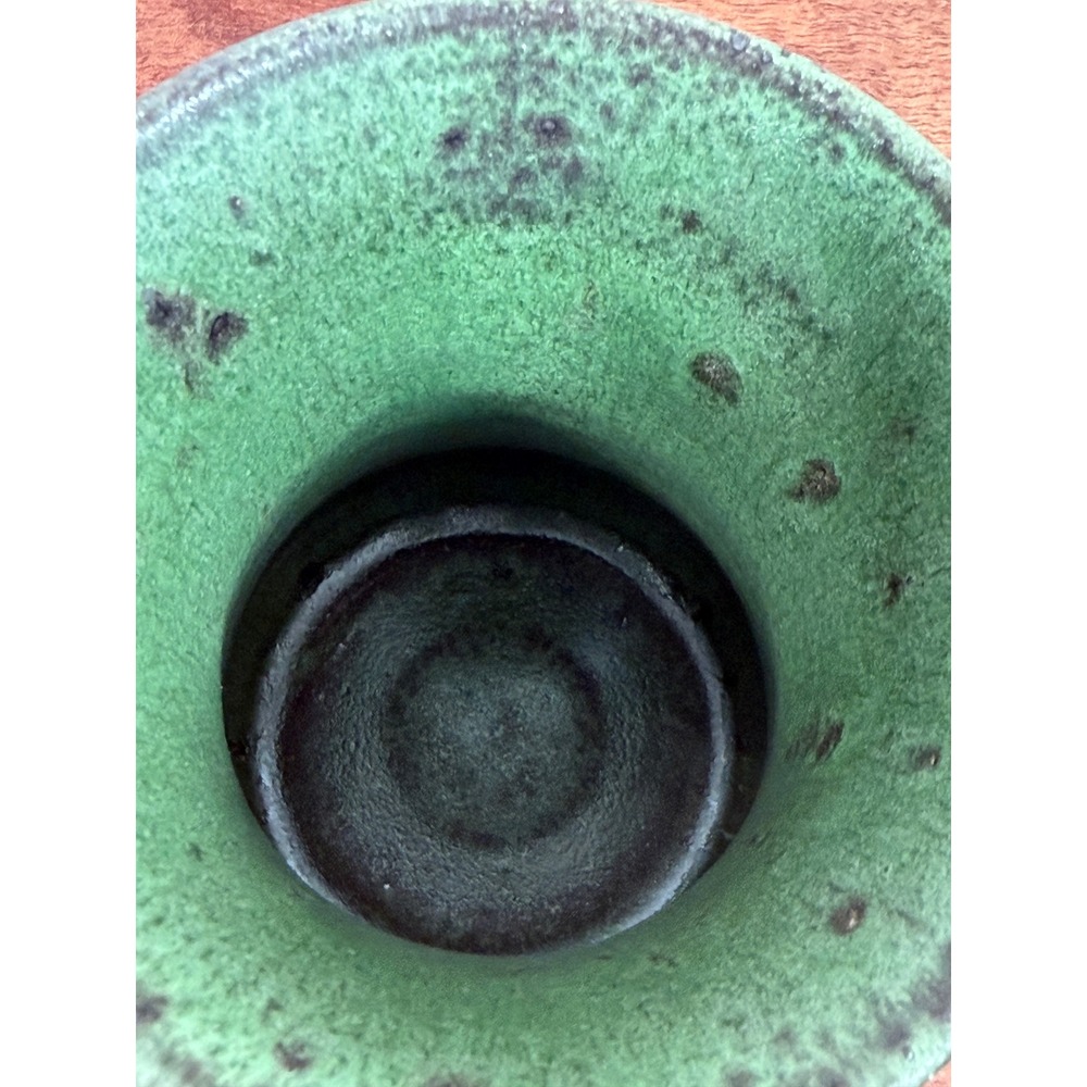 Studio Pottery Mug Green Turquoise Drip Glaze Hand Thrown Signed Stoneware - Picture 7 of 11